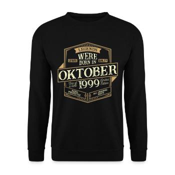 Homme d'anniversaire d'octobre 1999 - Sweat-shirt Unisexe - noir - Devant - Alina (178cm) & Michal (187cm)