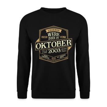 Homme d'anniversaire d'octobre 2003 - Sweat-shirt Unisexe - noir - Devant - Alina (178cm) & Michal (187cm)