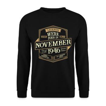 Novembre 1946 Anniversaire Homme - Sweat-shirt Unisexe - noir - Devant - Alina (178cm) & Michal (187cm)