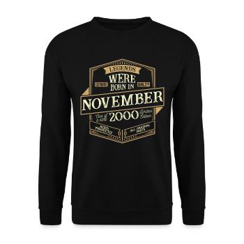 Novembre 2000 Anniversaire Homme - Sweat-shirt Unisexe - noir - Devant - Alina (178cm) & Michal (187cm)
