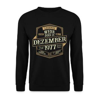December 1977 Birthday Man - Unisex Sweatshirt - black - Front - Alina (178cm) & Michal (187cm)
