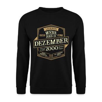 Décembre 2000 Anniversaire Homme - Sweat-shirt Unisexe - noir - Devant - Alina (178cm) & Michal (187cm)