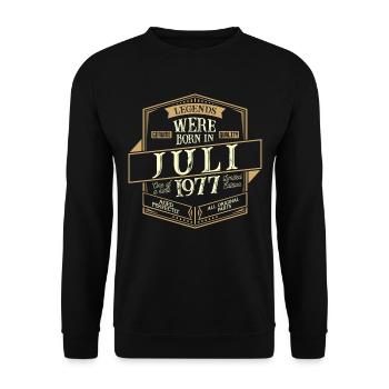 Juli 1977 Geburtstag Mann - Unisex Pullover - Schwarz - Vorne - Alina (178cm) & Michal (187cm)