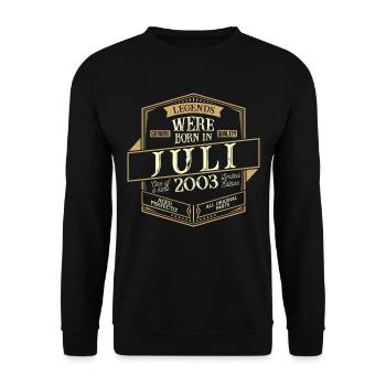 Juillet 2003 Anniversaire Homme - Sweat-shirt Unisexe - noir - Devant - Alina (178cm) & Michal (187cm)