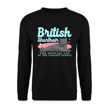 Britisch Kurzhaar Katze Katzenbesitzer Geschenk - Unisex Pullover - Schwarz - Vorne - Alina (178cm) & Michal (187cm)