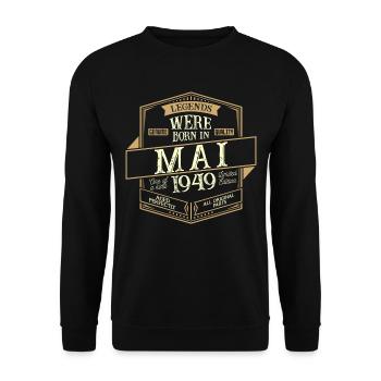 Mai 1949 Anniversaire Homme - Sweat-shirt Unisexe - noir - Devant - Alina (178cm) & Michal (187cm)