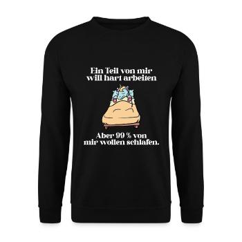 Ein part von mir möchte hart arbeiten - Unisex Pullover - Schwarz - Vorne - Alina (178cm) & Michal (187cm)