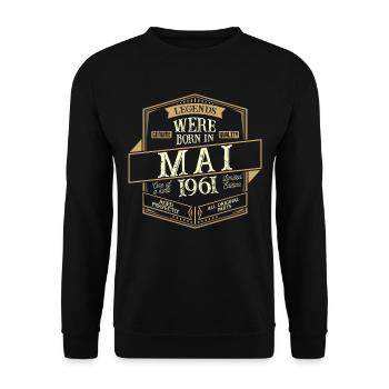 Mai 1961 Anniversaire Homme - Sweat-shirt Unisexe - noir - Devant - Alina (178cm) & Michal (187cm)