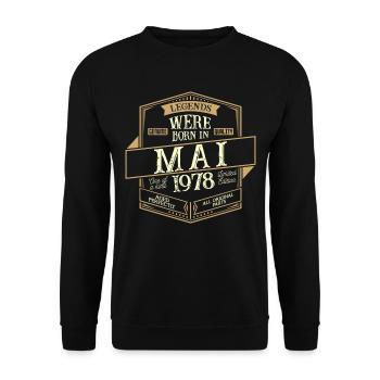 Mai 1978 Anniversaire Homme - Sweat-shirt Unisexe - noir - Devant - Alina (178cm) & Michal (187cm)