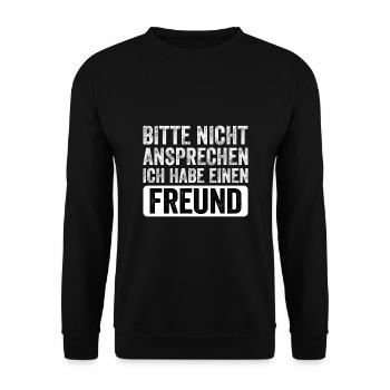 Nicht ansprechen Ich habe eine Freund - Unisex Pullover - Schwarz - Vorne - Alina (178cm) & Michal (187cm)