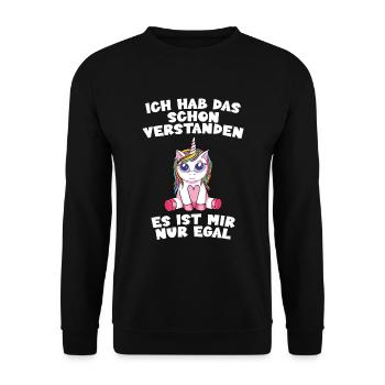 Ich hab das verstanden is mir nur egal - Unisex Pullover - Schwarz - Vorne - Alina (178cm) & Michal (187cm)
