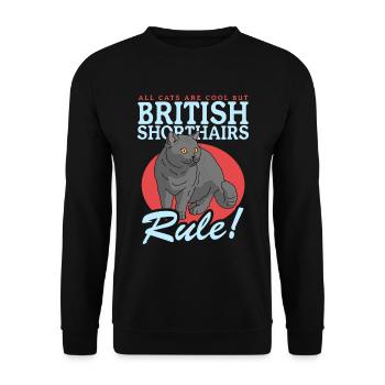 British Shorthair Cats Cat Owner Gift - Unisex Sweatshirt - black - Front - Alina (178cm) & Michal (187cm)