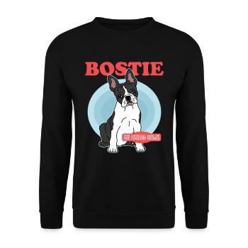 Boston Terrier | Hunde Hundebesitzer Geschenk - Unisex Pullover - Schwarz - Vorne - Alina (178cm) & Michal (187cm)