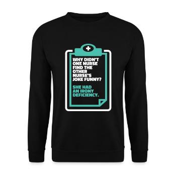 Krankenschwester - Unisex Pullover - Schwarz - Vorne - Alina (178cm) & Michal (187cm)