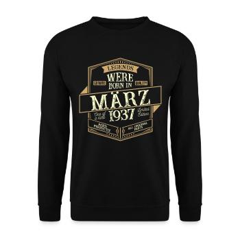März 1937 Geburtstag Mann - Unisex Pullover - Schwarz - Vorne - Alina (178cm) & Michal (187cm)