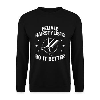 Coiffeur Coiffeur Coiffure Coiffure Coiffure Coiffure - Sweat-shirt Unisexe - noir - Devant - Alina (178cm) & Michal (187cm)