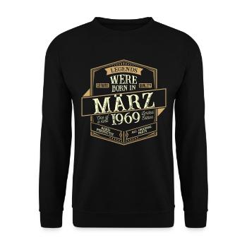 Mars 1969 Anniversaire Homme - Sweat-shirt Unisexe - noir - Devant - Alina (178cm) & Michal (187cm)