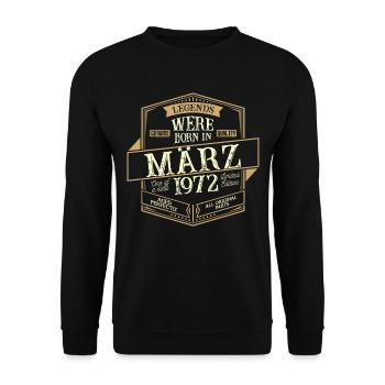 Mars 1972 Anniversaire Homme - Sweat-shirt Unisexe - noir - Devant - Alina (178cm) & Michal (187cm)