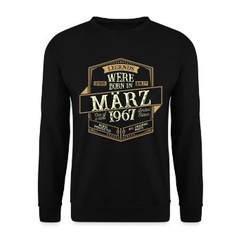 Mars 1967 Anniversaire Homme - Sweat-shirt Unisexe - noir - Devant - Alina (178cm) & Michal (187cm)