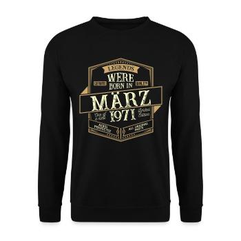 Mars 1971 Anniversaire Homme - Sweat-shirt Unisexe - noir - Devant - Alina (178cm) & Michal (187cm)