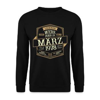 Mars 1978 Anniversaire Homme - Sweat-shirt Unisexe - noir - Devant - Alina (178cm) & Michal (187cm)