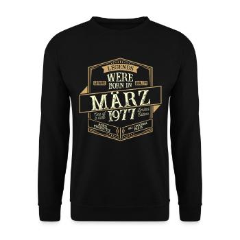 Mars 1977 Anniversaire Homme - Sweat-shirt Unisexe - noir - Devant - Alina (178cm) & Michal (187cm)