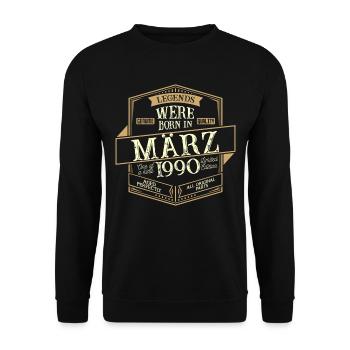 Mars 1990 Anniversaire Homme - Sweat-shirt Unisexe - noir - Devant - Alina (178cm) & Michal (187cm)