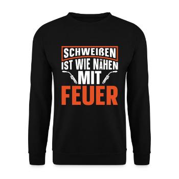 Schmied Schlosser Metallbauer Eisen - Unisex Pullover - Schwarz - Vorne - Alina (178cm) & Michal (187cm)