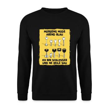 Schmied Schlosser Metallbauer Eisen - Unisex Pullover - Schwarz - Vorne - Alina (178cm) & Michal (187cm)