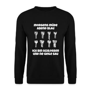 Schmied Schlosser Metallbauer Eisen - Unisex Pullover - Schwarz - Vorne - Alina (178cm) & Michal (187cm)