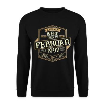 Februar 1997 Geburtstag Mann - Unisex Pullover - Schwarz - Vorne - Alina (178cm) & Michal (187cm)