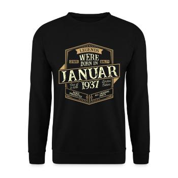 Januar 1937 Geburtstag Mann - Unisex Pullover - Schwarz - Vorne - Alina (178cm) & Michal (187cm)