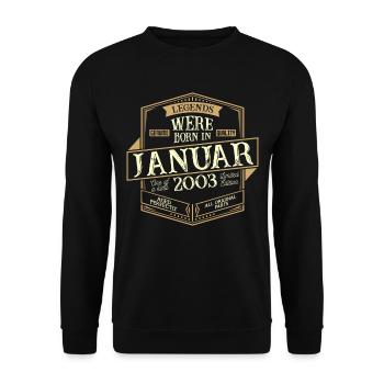 Janvier 2003 Anniversaire Homme - Sweat-shirt Unisexe - noir - Devant - Alina (178cm) & Michal (187cm)
