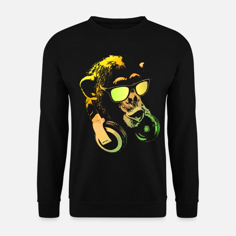 Affen DJ Yellow - Unisex Pullover - Schwarz