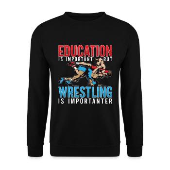 Catch Wrestling Education Is Important Wrestler - Unisex Sweatshirt - black - Front - Alina (178cm) & Michal (187cm)