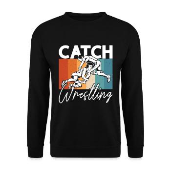 Catch Wrestling Wrestler Sport Retro Grappling - Unisex Sweatshirt - black - Front - Alina (178cm) & Michal (187cm)