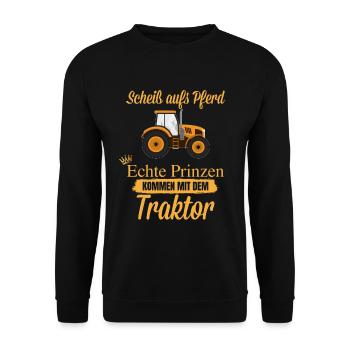 Scheiss aufs Pferd echte Prinzen kommen mit dem T - Unisex Pullover - Schwarz - Vorne - Alina (178cm) & Michal (187cm)