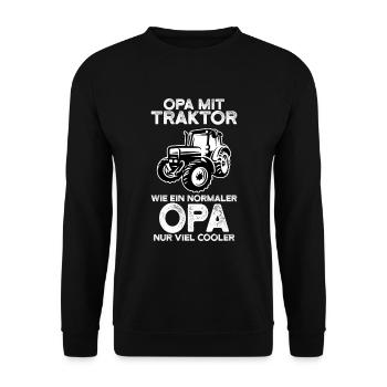 Opa mit Traktor wie ein normaler Opa nur viel coo - Unisex Pullover - Schwarz - Vorne - Alina (178cm) & Michal (187cm)