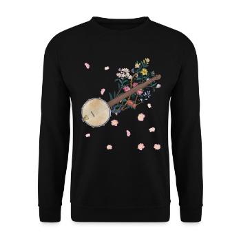 Banjo Fleurs Musique Country Fleuri - Sweat-shirt Unisexe - noir - Devant - Alina (178cm) & Michal (187cm)