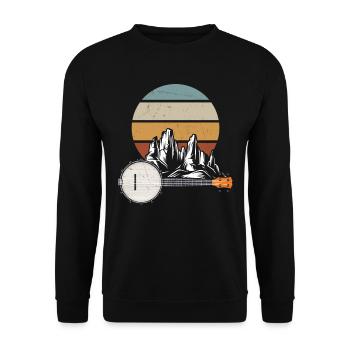 Retro Banjo Mountain Lovers Country Music - Unisex Sweatshirt - black - Front - Alina (178cm) & Michal (187cm)