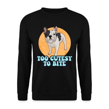 Französische Bulldogge French Bulldogs Geschenk - Unisex Pullover - Schwarz - Vorne - Alina (178cm) & Michal (187cm)