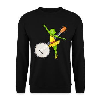 Ballett tanzender Frosch Banjo Bluegrass Musik - Unisex Pullover - Schwarz - Vorne - Alina (178cm) & Michal (187cm)