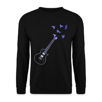 Guitare acoustique colorée Oiseaux Mélomanes - Sweat-shirt Unisexe - noir - Devant - Alina (178cm) & Michal (187cm)