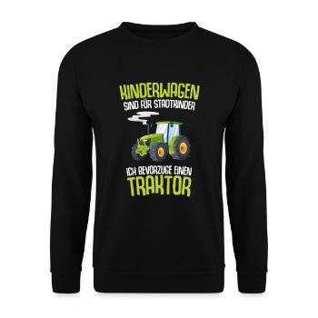 Ich bevorzuge einen Traktor - Unisex Pullover - Schwarz - Vorne - Alina (178cm) & Michal (187cm)