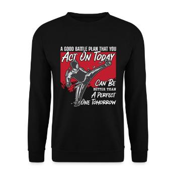 TaekwondoA Good Battle Fighter Fight Sport Karate - Unisex Sweatshirt - black - Front - Alina (178cm) & Michal (187cm)