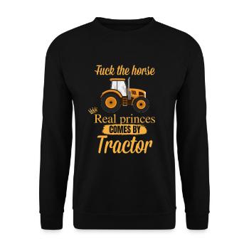 Fuck the horse de vrais princes viennent avec le tracteur - Sweat-shirt Unisexe - noir - Devant - Alina (178cm) & Michal (187cm)