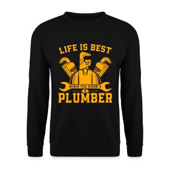Plumber Life Is Best Tool Plumbing Pipe Plumbers - Unisex Sweatshirt - black - Front - Alina (178cm) & Michal (187cm)