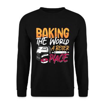 Baker Baking The World A Better Place Bakery Cake - Unisex Sweatshirt - black - Front - Alina (178cm) & Michal (187cm)