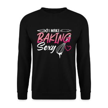 Baker I Make Baking Sexy Bakery Cake Cupcake Chef - Unisex Pullover - Schwarz - Vorne - Alina (178cm) & Michal (187cm)