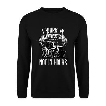 I work in hectares not hours Tractor - Unisex Sweatshirt - black - Front - Alina (178cm) & Michal (187cm)